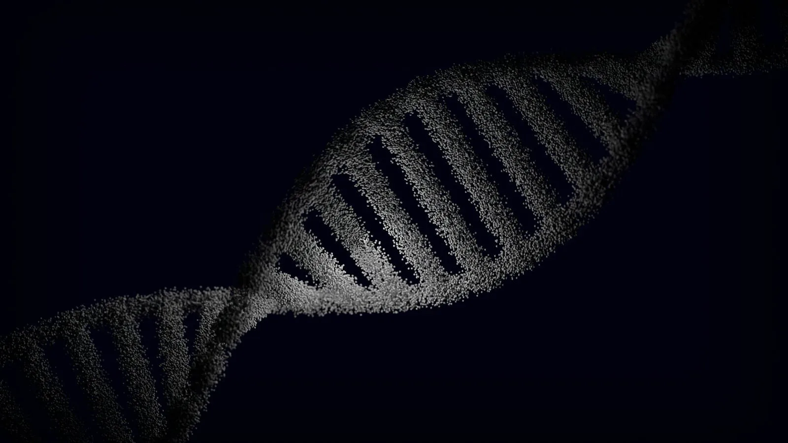 DNA helix on dark background — molecular biology illustration