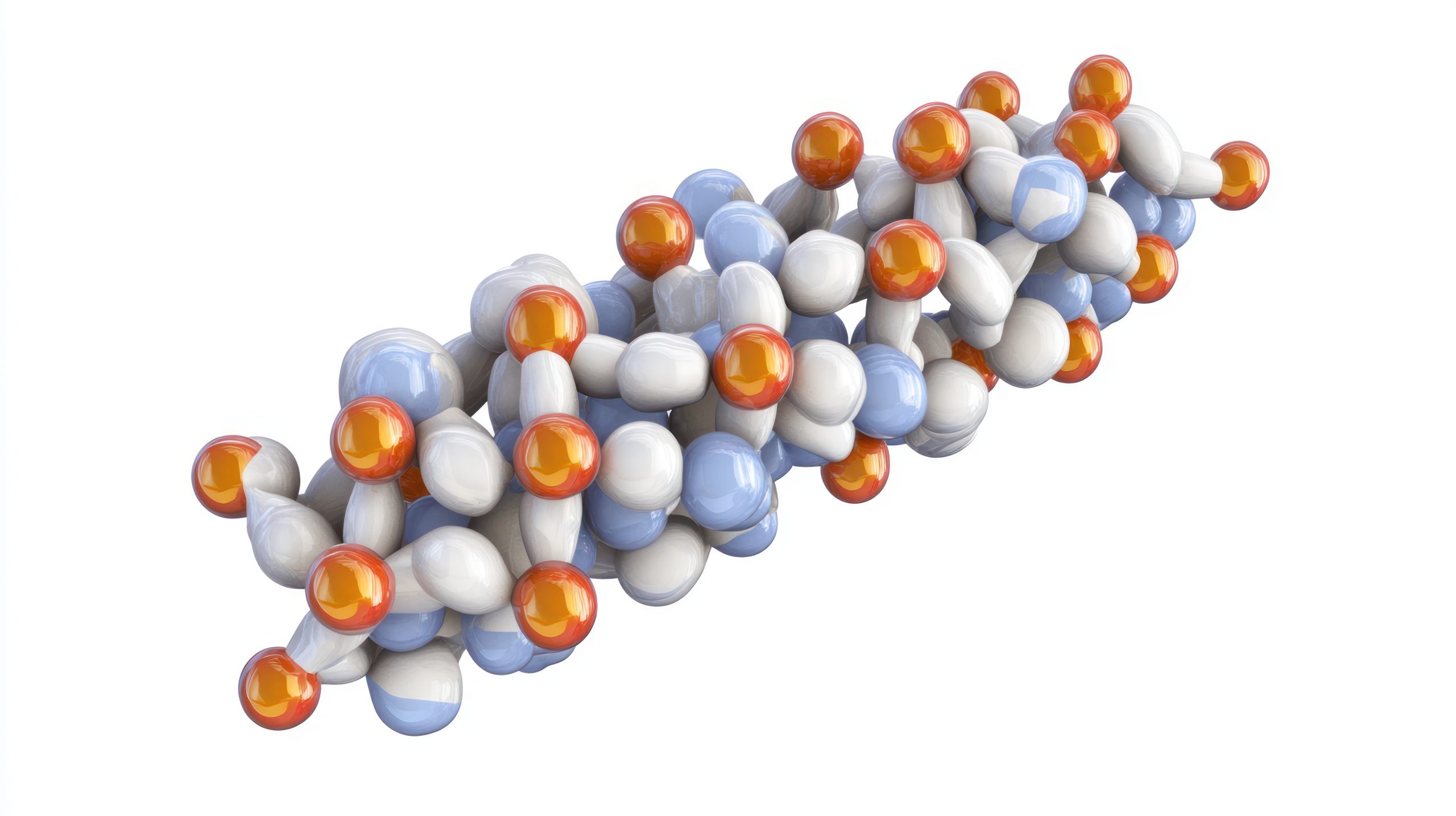 Peptide amino acid chain 3D molecular structure visualization