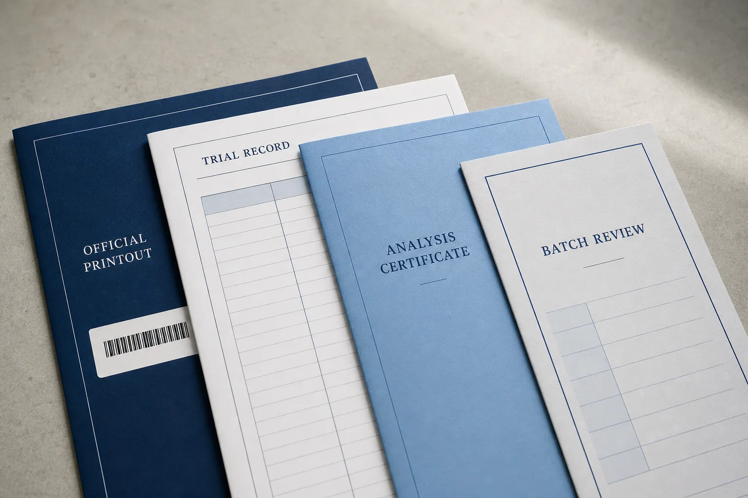 Research-use peptide documentation set: sealed packaging, certificate of analysis, batch ID and storage cards with BPC-157 and TB-500 document tabs