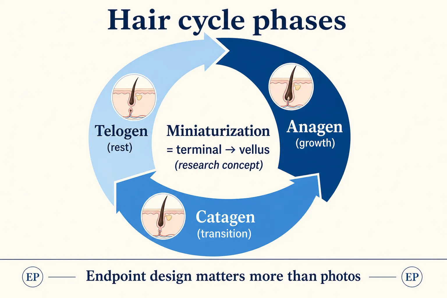 Hair cycle phase diagram for anagen catagen telogen research