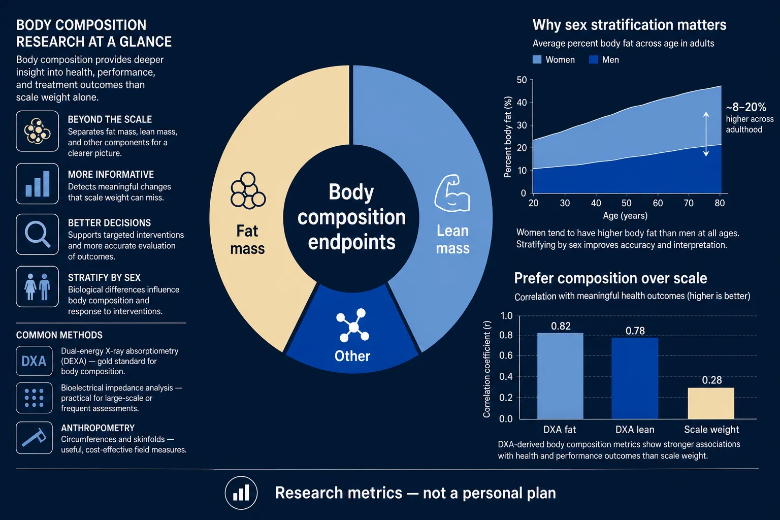 Abstract body-composition research metrics visualization
