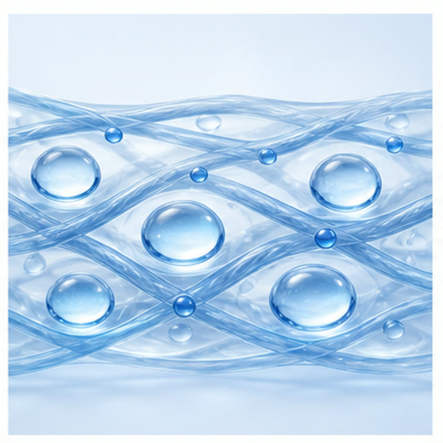 Water droplets held within a skin-matrix network