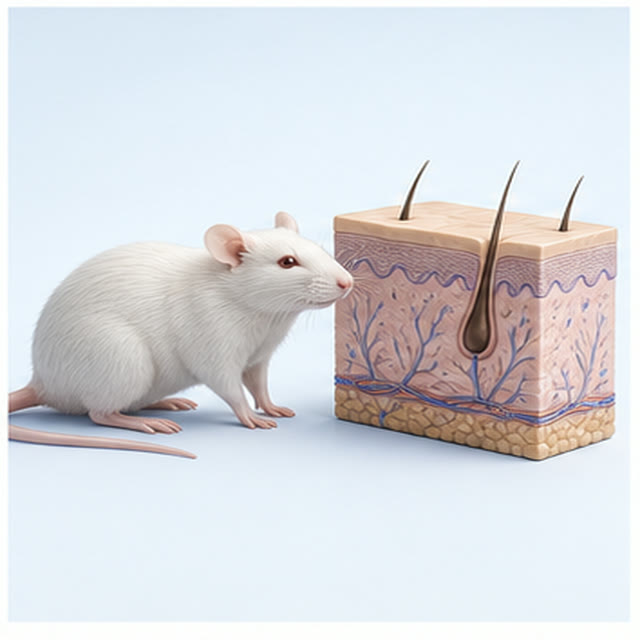 Laboratory animal model beside a skin cross-section