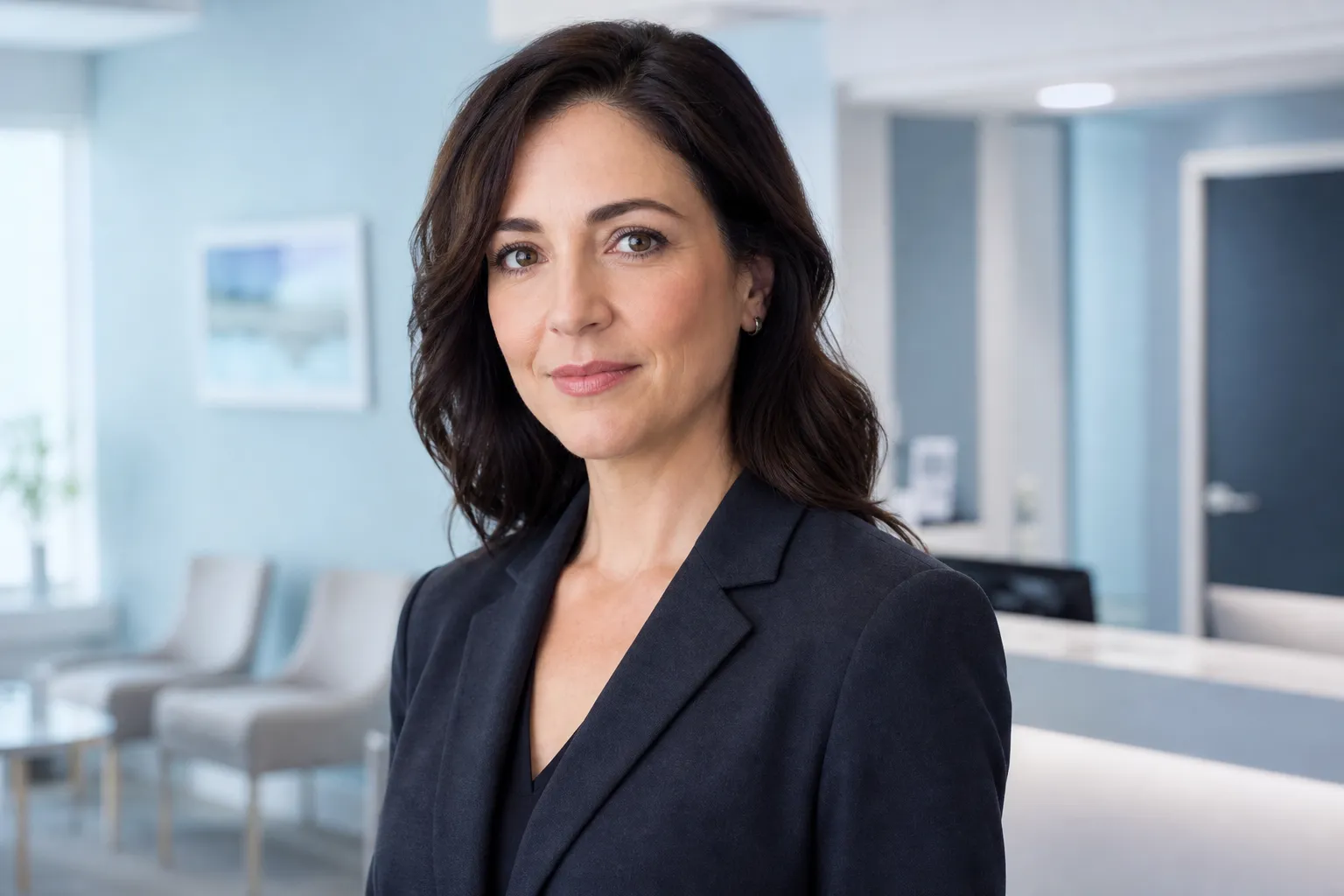 Woman researcher in clinic-neutral setting